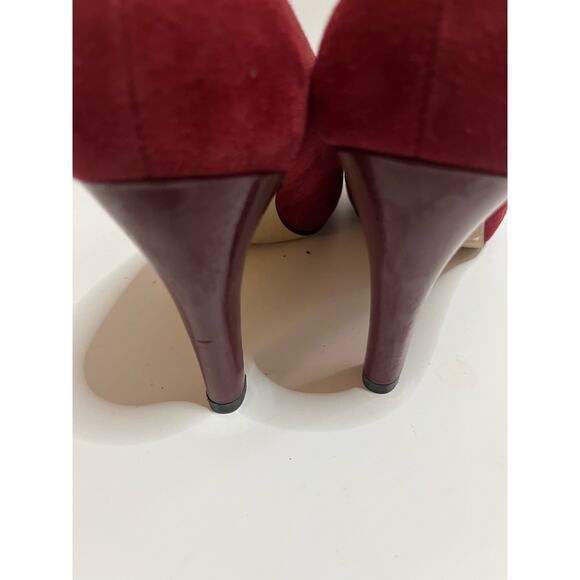 Franco Sarto red suede peep toe pumps 3 1/2" heel 8 Perfect condition - Picture 5 of 5